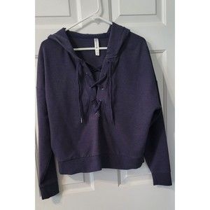 Kyodan Activewear Women's Lace Up Cropped‎ Hoodie Navy Size Medium A56